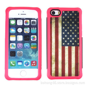 Double color silicone case with pattern and hole for iPhone 5s, different colors available